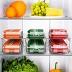 Simple Houseware 4-Pack Auto-Rolling Beverage Can Organizer for Fridge, Clear Front-Loading Soda Dispenser with Smooth Glide Design, Space-Saving Refrigerator Storage Bins - size: 4 Pack