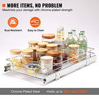 VEVOR 11" Wx21 Dx2.5 H Pull Out Cabinet Organizer, Heavy Duty Slide Out Pantry Shelves, Steel Roll Out Drawers, Sliding Drawer Storage for Home Under Sink, 13.5" Wx22 Dx7 H Install Size for Cabinet - size: 12.6"Wx21"D