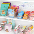 Plastic Food Storage 2 Pack Clear Container Bin with Handles for Organizing Kitchen, Pantry, Refrigerator, Freezer, Pantry, Cabinet, Closet, Bathroom 10”x8”x5” - size: 10x8x5