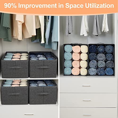 EASEVE 2Pcs Closet Organizers and Storage Bins for Clothes - 12 Cell Drawers Organizer Grid Storage Box for Jeans Pants Sweater Towel T-shirts, Wardrobe Shelf Dividers Closets Organization - size: 2 Pcs