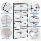 2 Packs Over the Door Shoe Organizer, 24 Extra Large Mesh Pockets Hanging Shoe Boots Rack Holder, Closet Hanging Organizers for Storage Sneakers High Heeled Shoes Slippers (White) - size: 24 Pockets