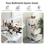 Casaphoria 2-Drawer Bathroom Floor Cabinet, Wooden Storage Organizer with Side Rack, Freestanding Stand Table for Bathroom, Hallway, White - size: 13"L×13"W×35.43"H