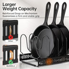 MUDEELA Pots and Pans Organizer Rack for under Cabinet, Expandable Pot Lid Kitchen Cabinet Organizer Holder with 14 Adjustable Compartment Cutting Board Organizer for Pan Lid, Bakeware - style: 14 Dividers-Black