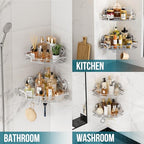 TAILI 2 Pack Powerful Suction Cup Corner Shower Caddy, Stainless Steel Rustproof Shower Shelf with Hook, Drill-Free Wall Mounted Basket, Large Capacity Removable Suction Cup Bathroom Organizer, Silver - style: Corner Caddy, Silver