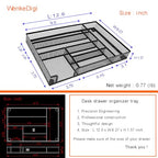 Metal Mesh Desk Drawer Organizer Tray, 6-Compartment Office Drawer Organizer for Pens Supplies, 12.6"x8.27"x1.57" Black - color: 1pc packed black