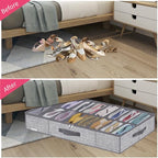 Onlyeasy Sturdy Under Bed Shoe Storage Organizers with Handles & Clear Window (16 to 32 Pairs) 2 Pack, Closet Shoes Containers Boxes for Kids & Adults, 37.7"x23.6"x5.9", Linen-like Grey, MXDUBS16P2 - color: 2 Shoes (16+16 Cells) Linen-like Grey