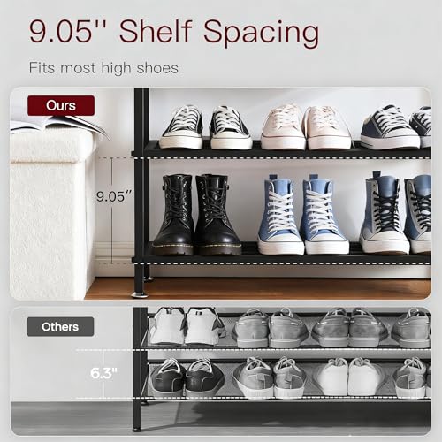 Heavy Duty 4-Tier Shoe Rack Metal Shoe Storage Shelf for 12 Pairs of Shoes Entryway Durable Shelf Easy to Assemble