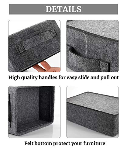 Small Storage Basket Modern Storage Baskets Felt Collapsible Baskets Storage Bins for Cellphone Earphone Chargers Cables Make Up Hair Supplies Fabric Drawers Storage Basket Cute Bin - color: light gray felt handles, size: 11.4 x 7.1 x 3.9 Inch (Pack of 1)