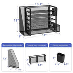 Simple Trending 6 Tier Desk File Organizer, Paper Letter Tray Organizer with File Holder and Pen Container, Black - style: 6 Tier Black-Pen Container