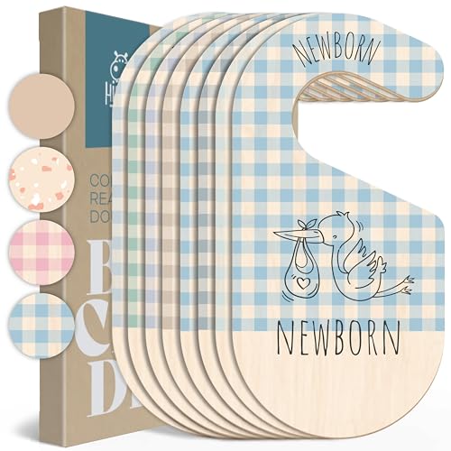 Baby Closet Dividers - Blue Baby Clothes Organizer for Nursery Decor, Storage & Organization - 8 Size Closet Dividers for Hanging Clothes, Gender Neutral Nursery Must Haves & Essentials - color: Blue Gingham