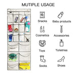 2 Pack Extra Large Hanging Crystal Clear Over Door Shoe Organizers, Closet Shoe Rack Organizer, 12+6 Pockets, 8 Hooks, Grey (59" x 21.6") - color: A-Grey&Clear