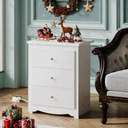 WLIVE White Nightstand with Charging Station, Wood Night Stand with 3 Drawers Storage, Tall Bedside Table End Side Tables with 2 USB Ports and Outlets for Bedroom, Closet, White - color: White