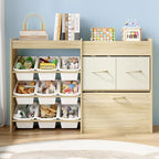 EXPERLAM Toy Storage Organizer for Kids, 9-Bin Toy Organizer with 2-Drawers, Movable Toy Chest and Top Rack, Multifunctional Kids Bookshelf and Toy Storage for Playroom, Bedroom, Nursery, White - style: White Bins