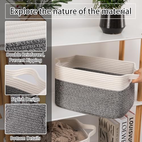OIAHOMY 3 Pack Storage Basket for Organizing, 13''X9.85''X8.7'' Woven Storage Bins with Handles, toy organizers,Stylish Room Decor, Black variegated - color: Black variegated, size: 13''×9.9''×8.7''