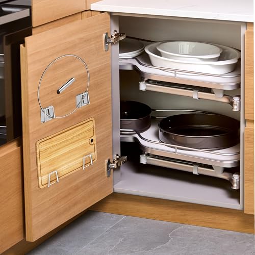 Aogigigio Under Cabinet Cutting Board Holder - 12 Pcs Pot Lid Organizer for Cabinet Cutting Board Holder Rack Storage Stainless Steel Under Shelf Counter Chopping Board Holder