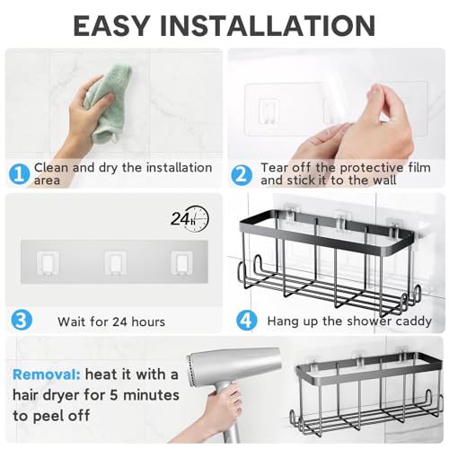 Lsnisni 3 Pack Shower Caddy Adhesive Replacement, Waterproof Shower Shelf Adhesive Strips, Strong Adhesive Flat Hooks for Bathroom Storage Shelves and Kitchen Racks No Drilling, Clear - color: Transparent-3 Pack