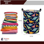ESSME Dinosaur Laundry Basket Storage Bin large Collapsible Canvas Waterproof Coating Nursery hamper for Toy Bins,Baby hamper,Boys and Girls,Home Organizer.(Navy Blue dinosaur) - color: Navy Blue dinosaur