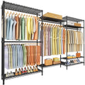 Ulif E13 Max Heavy Duty Clothes Rack（With 4 Hanger Rods & 8 Shelves） Freestanding Clothing Racks for Hanging Clothes，Adjustable Closet，Metal Garment Rack 86" W x16 D x77 H，Max Load 1100LBS，Black - color: Black, size: E13 Max
