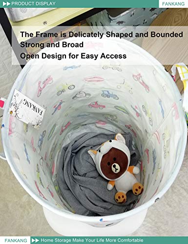 FANKANG Storage Basket, Nursery Hamper Canvas Laundry Basket Foldable with Waterproof PE Coating Large Storage Baskets for Kids Boys and Girls, Office, Bedroom, Clothes,Toys（Car） - color: Car