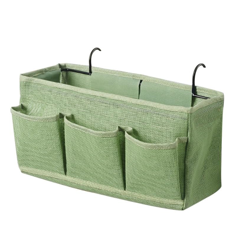 Bed Hanging Storage Bag，Bed Side Storage Pocket，Bunk Bed Hanging Storage Caddy with Hooks and Pockets for Bunk Beds Rails Book Phone Glasses Storage(Green (Bedside Model)) - color: Green (Bedside Model)