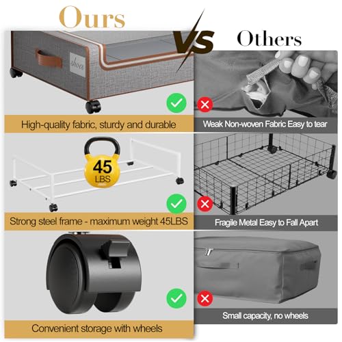 Yecaye Under Bed Storage with Wheels, 4 Pack Under the Bed Storage Containers with Lids & Label, XXL 60L Rolling Underbed Storage Drawers for Clothes, Blankets, Shoes - color: Greige, size: 4 Pack