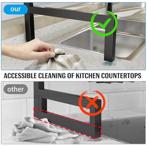 SNSLXH 4 Baskets 2-Tier Over The Sink Dish Drying Rack, 26.57"-35", Large Sink Rack for Kitchen, Extensible and Adjustable, Saving Kitchen Space - size: 2 tiers 4 baskets