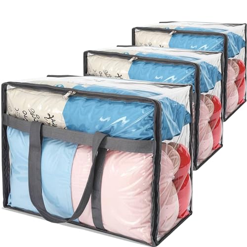 110L Large Capacity Clear Storage Bags with Zipper for Comforters, Blankets, Bedding, Quilts, Pillows – Plastic Storage Bags for Organizing Seasonal Clothes and Household Items