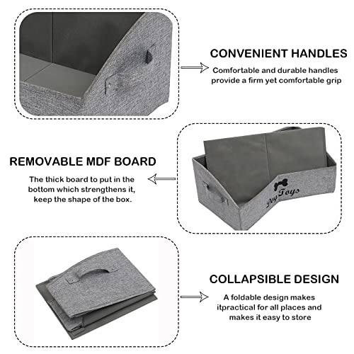 Morezi Linen-cotton blend dog toy basket and dog toy box, dog toy basket storage - Perfect for organizing pet toys, blankets, leashes, chew toys - Snow Grey - Dog - color: Dog Snow Grey