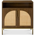 Best Choice Products Rattan Sideboard Buffet Cabinet, Entryway Table, Accent Storage Cabinet, Console Table for Hallway, Living Room, Dining Room - Brown - color: Arched Rattan, Brown