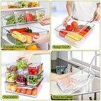 10 Pack Refrigerator Pantry Organizer Bins, Stackable Fridge Organizer Bins with Lids, Clear Plastic Food Storage Bins for Kitchen, Countertops, Cabinets, Fridge, Drinks, Fruits, Vegetable, Cereals - size: 10-PACK