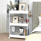 SPACELEAD 3 Tier Rolling Cart with Wheels, Storage Craft Art Trolley Organizer Serving, 3 Hanging Baskets Easy Assembly, for Office, Bathroom，Living Room, Kitchen, White - color: White