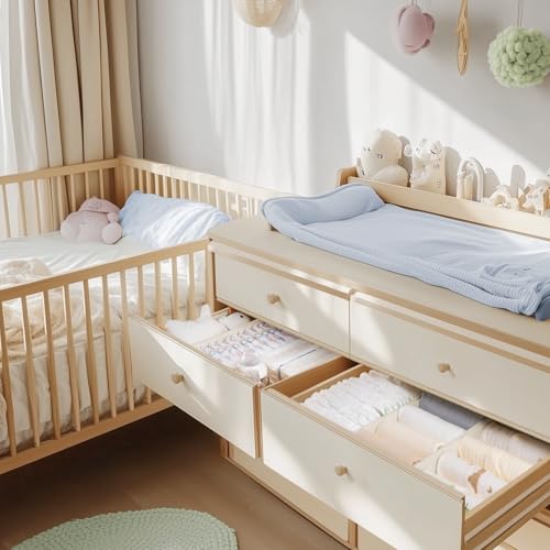 Criusia Drawer Organizer Clothes, 14 Pack Dresser Organizer for Baby Clothes, Underwear, Sock- Foldable Closet Organization and Storage Dividers Bins for Nursery, Bedroom and Dorm (Beige) - color: Beige, size: 14PACK