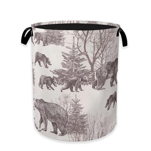 Forest Bear Laundry Hamper,Vintage Animal Clothes Hamper for Laundry,Waterproof Oxford Toy Storage Collapsible Hampers for Bedroom, Dorm Room,Bathroom,16x20 Inch - color: Forest Bear