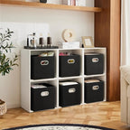MAX Houser Fabric Storage Bins Cubes Baskets Containers with Dual Plastic Handles for Home Closet Bedroom Drawers Organizers (Black) - color: 12 black