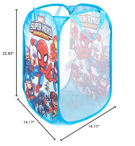 Jay Franco Marvel Super Hero Adventures Pop Up Hamper - Mesh Laundry Basket/Bag with Durable Handles - Features Spiderman, Iron Man, Captain America & Thor (Official Marvel Product) - color: Super Hero Adventures