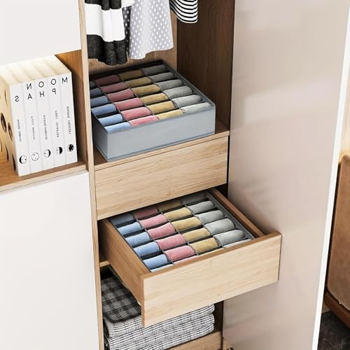 1Pcs Sock Drawer Organizer Divider Underwear Organizer, 24 Cell Closet Organizers and Storage Organizer Sock Holders Organizers for Storing Socks, Handkerchiefs, Ties, Belts