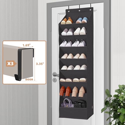 STORAGE MANIAC Over the Door Shoe Organizer Heavy-Duty Large Deep Pocket Hanging Shoe Organizer Shoe Rack Door Closet Shoe Organizer for Wall, Dorm & Narrow Door Storage Shoe Holder Black, 2 Pack - color: Black, size: 2 pack