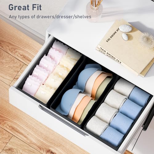 DIMJ Drawer Organizer Clothes - Underwear Organizer Small Sock Organizer Closet Organizers and Storage Box Dresser Drawer Dividers for Baby Clothes,Bra,Socks, Belt, Tie, Set of 12, Black - color: Black, size: Set of 12