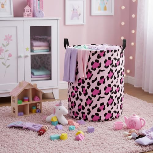 Baby Laundry Basket Baby Nursery Hamper Kids Laundry Basket Toy Storage Bin for Boys Room Decor Gift Baskets for Bedroom Bathroom(Leopard) - color: Leopard