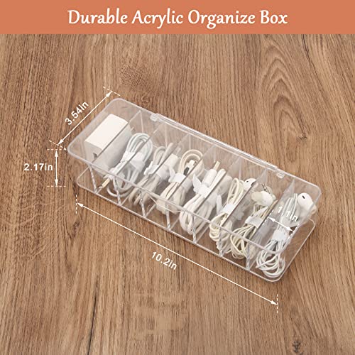 Cable Organizer Storage Box Plastic Cable Cord Management Box Power Cord Organizer Case with 10Pcs Rubber Ties for Office, Home, Desk Accessories Storage Stationery Supplies - style: lid