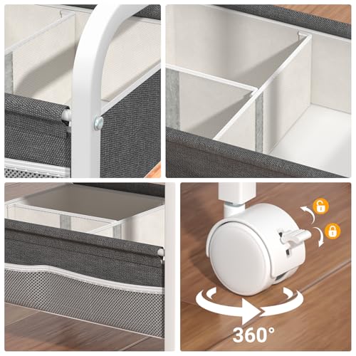 Baby Diaper Caddy Rolling Utility Cart, 3 Tier Baby Essentials Nursery Organizer and Storage with Dividers and Drawers for Crib, Bedroom, Art & Craft Organizer (White) - color: White