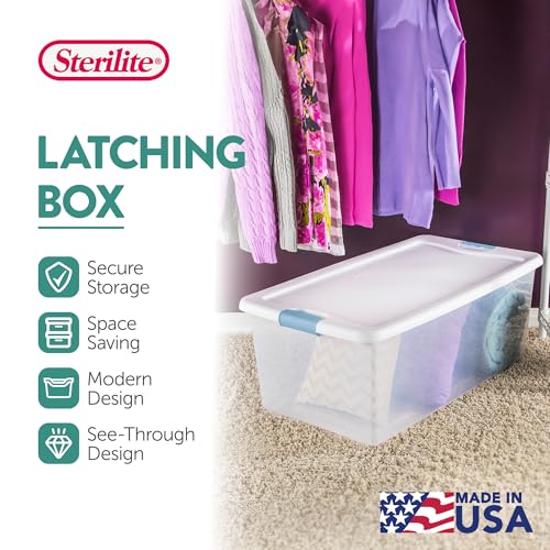 Sterilite 24-Pack Latching Box, Under Bed Storage Bins with Lids, Clear Plastic, 106 Quart - Heavy-Duty Organizing Containers for Closet, Bathroom, and Office - size: 106 Quart, style: 24 Pack