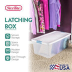 Sterilite 20-Pack Latching Box, Under Bed Storage Bins with Lids, Clear Plastic, 106 Quart - Heavy-Duty Organizing Containers for Closet, Bathroom, and Office - size: 106 Quart, style: 20 Pack