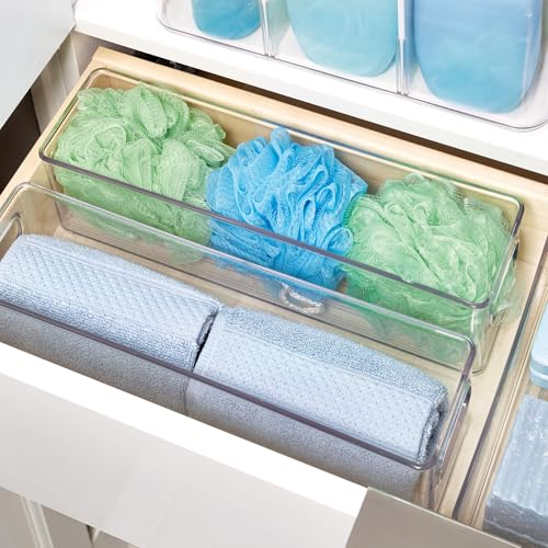 iDesign Stackable Fridge Bin with Handles - Ideal for Freezer or Pantry, Set of 3, Clear, Made in USA - style: Pack of 3