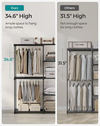 SONGMICS Portable Closet, Freestanding Closet Organizer, Clothes Rack with Shelves, Hanging Rods, Storage Organizer, for Cloakroom, Bedroom, 48.8 x 16.9 x 71.7 Inches, Black URYG026B02 - size: 48.8"L x 16.9"W x 71.7"H