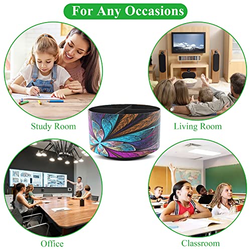 Hennaja Round Leather Art Supply Organizer,Remote Control Holder,360 Degree Rotating,Multi-Functional Pencil Holder,4 Compartments Desktop Stationary Organizer(1-Fractal Flower) | Round, 360 Degree Rotating, Multi-Functional, Desktop - color: 1-Fractal Fl