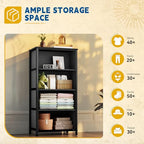 DWVO Storage Tower with 4 Drawers - Fabric Dresser, Organizer Unit for Bedroom, Living Room, Closets - Sturdy Steel Frame, Easy Pull Fabric Bins & Wooden Top - color: A - Cool Black Grey Fabric