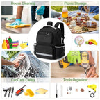 HODRANT Cleaning Backpack with Bottom Plate & Waterproof Bottom, Large Supplies Bag with Multiple Pockets for Housekeeping Tools, Cleaning Products Caddy Organizer for Home & Car