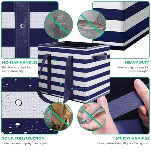 WISELIFE 2 Pack Reusable Grocery Bags Large Water Resistant Grocery Collapsible Heavy Duty Tote Bags for Shopping Picnic - color: Blue, size: 2 PCS
