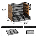 Simple Trending 5-Tier Paper Organizer Letter Tray, Wood Desk Organizers and Accessories with Drawer & Pen Holder for Home Office School